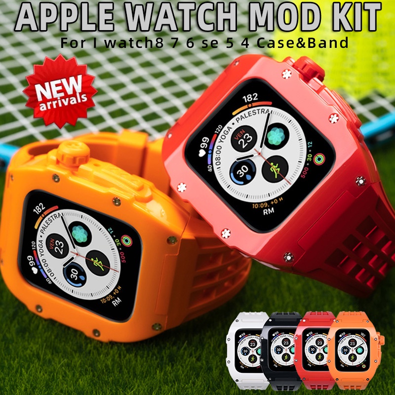 Dây Đeo Đồng Hồ Bằng Da Màu Trơn Sang Trọng Cho Apple Watch 8 7 6 45mm IWatch 8 7 6 5 4 SE 44mm