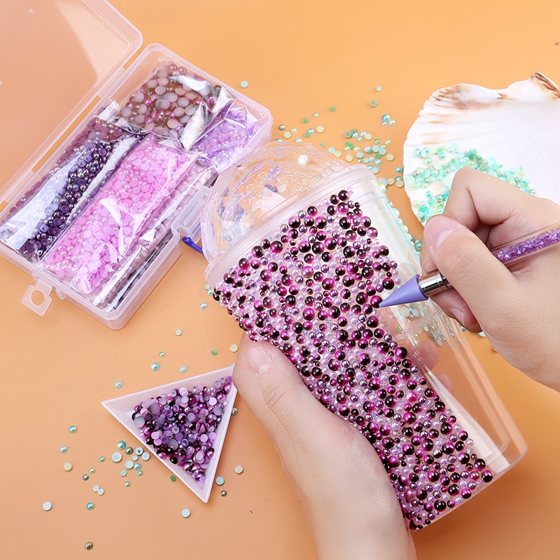 Hộp Đựng Hạt Ngọc Trai Bằng Nhựa Nhiều Màu Sắc Dùng Trang Trí Nghệ Thuật Thủ Công DIY