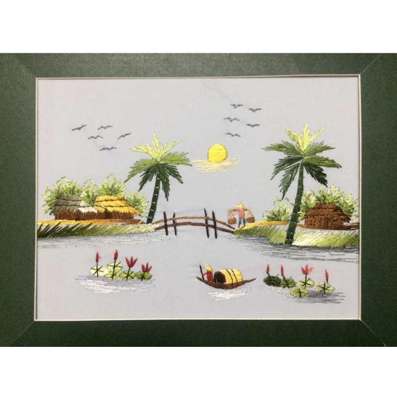 Combo 12 bức tranh hoàn thiện - Tranh thêu tay phong cảnh Việt Nam 25 x 30cm