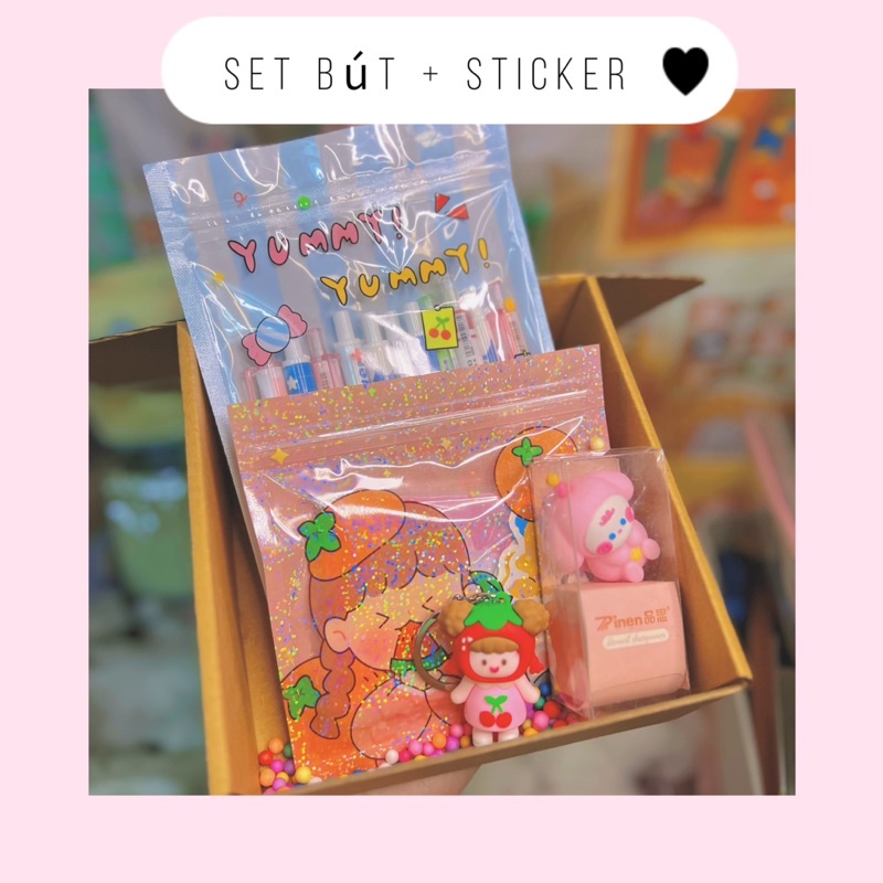 Bộ quà tặng đồ dùng học tập hình dán trang tri dễ thương