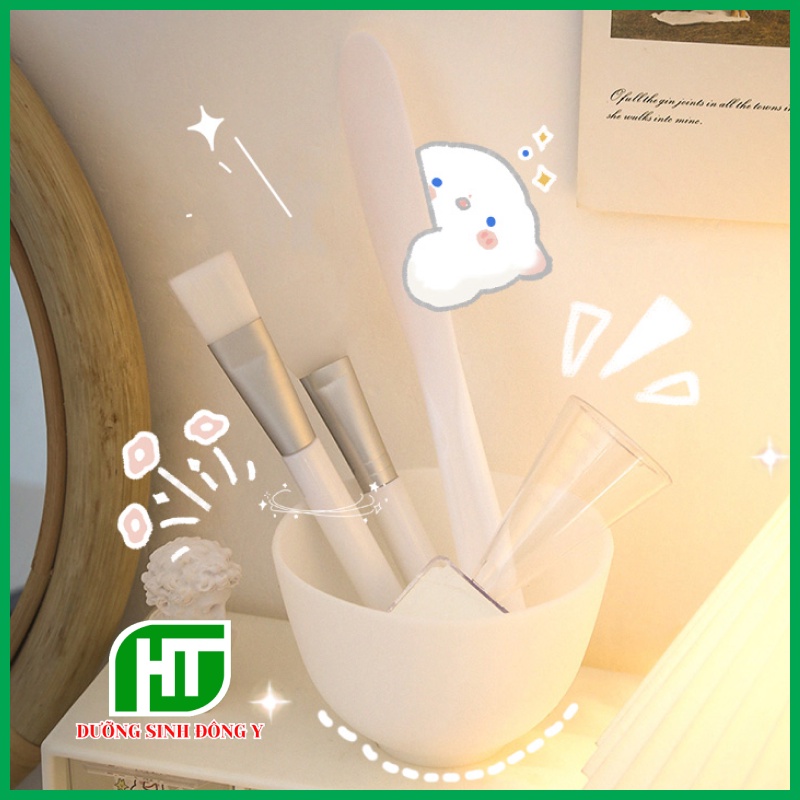 Bộ Bát Silicon Pha Mặt Nạ, Đắp Mặt Nạ, Bát Silicon Dẻo, Chổi Silicon, Cốc Đong Mặt Nạ Spa Cao Cấp