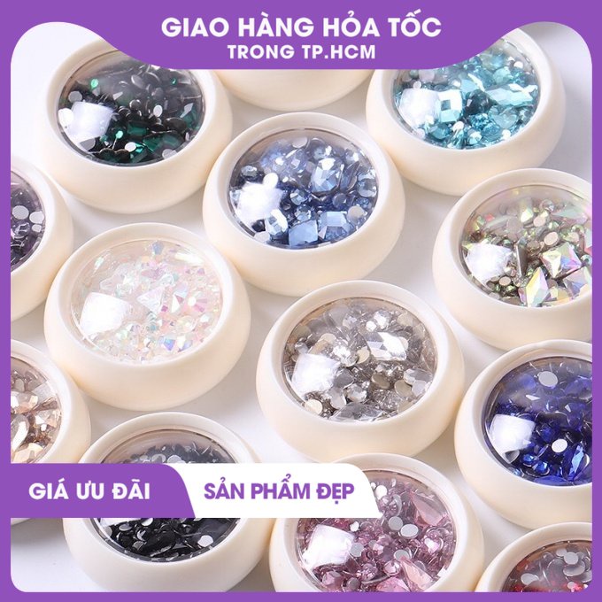 Đá đính móng tay mix mẫu hủ mini siêu sáng 1154