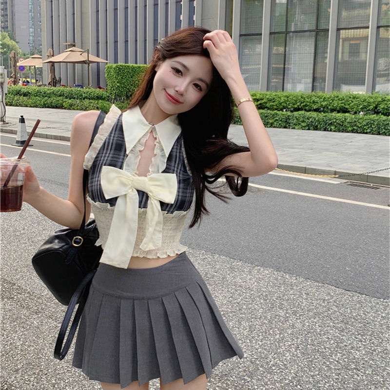 Áo Hai Dây Mùa Hè Phong Cách Hàn Quốc Ngọt Ngào Cho Nữ