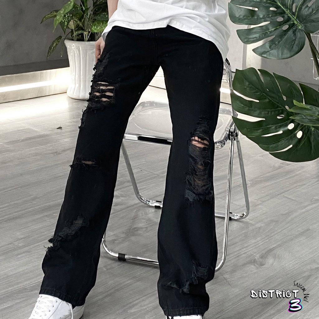 Quần Jeans đen Streetwear tôn dáng cho nam