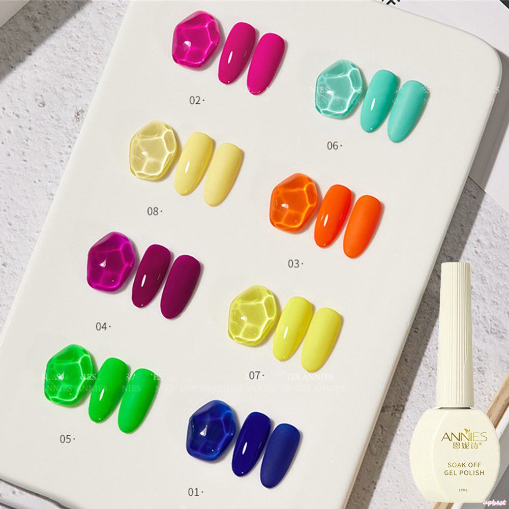 ♕Sơn Móng Tay Huỳnh Quang Nổ Annies Keo Kẹo Trị Liệu Bằng Ánh Sáng Màu Klein Ngâm Gel Uv Sơn Móng Tay Bán Vĩnh Viễn Cho Cửa Hàng Làm Móng 8 Màu Upbest