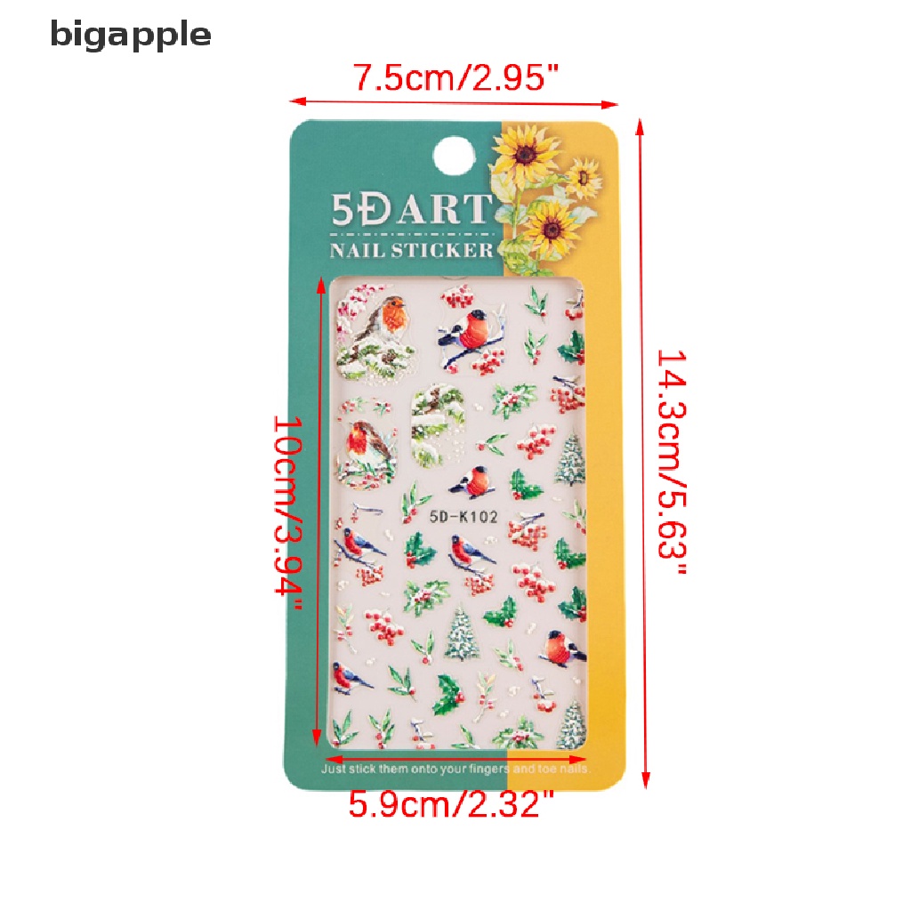 1 Tờ Sticker Dán Móng Họa Tiết Giáng Sinh 5D Dễ Thương Bắt Mắt