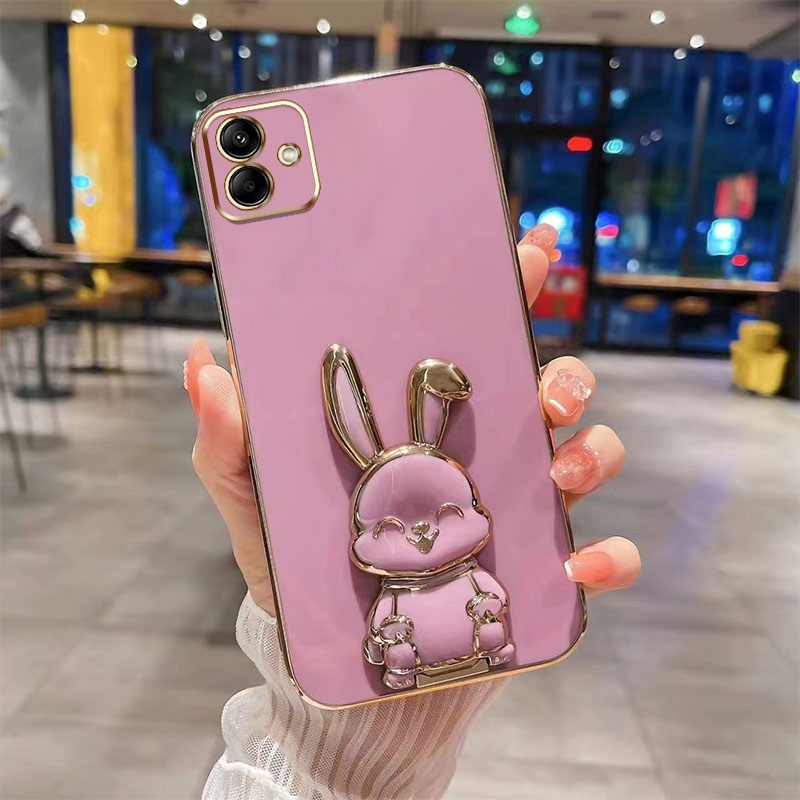 Ốp Điện Thoại Silicon Mềm Có Giá Đỡ Hình Thỏ Cho Samsung Galaxy A04 A04E A03 A03S A03core A02 A01 M02 M01 2023