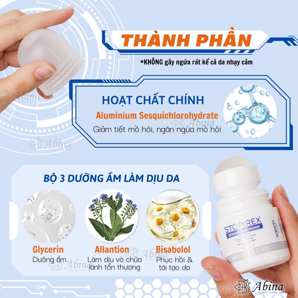 Lăn khử mùi và ngăn tiết mồ hôi không vàng nách áo STOPIREX Transpiration Excessive Dr Chubby