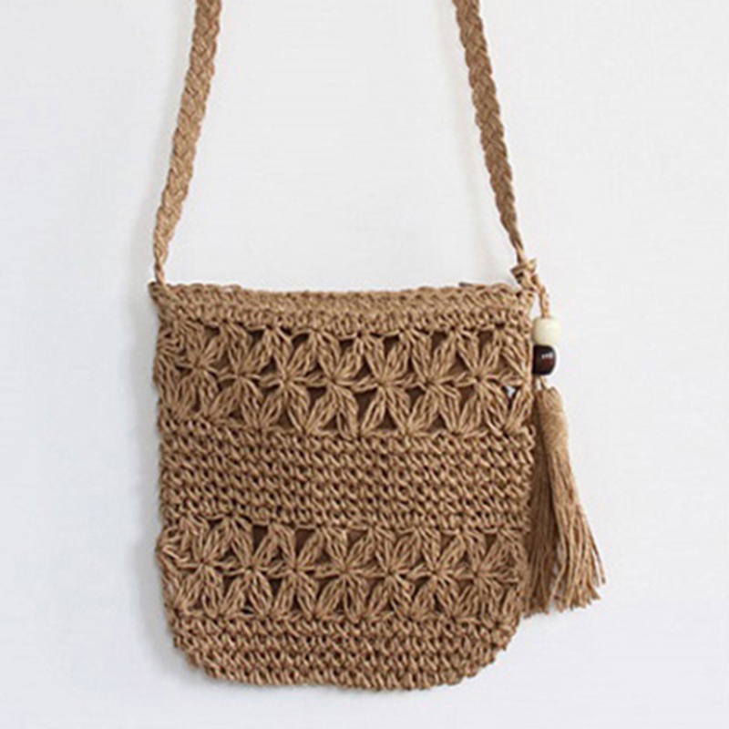 Túi cói Đan Lát Phối Tua Rua Thời Trang Cho Nữ