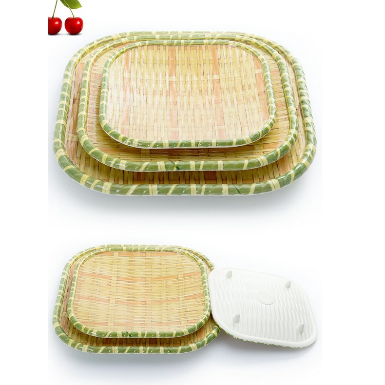 [HCM] Đĩa phíp giả mây tre đan nhựa giả mây mẹt tre tròn cao cấp đủ size có chân đế để hoa quả, mẹt bún đậu mắm tôm（8-10