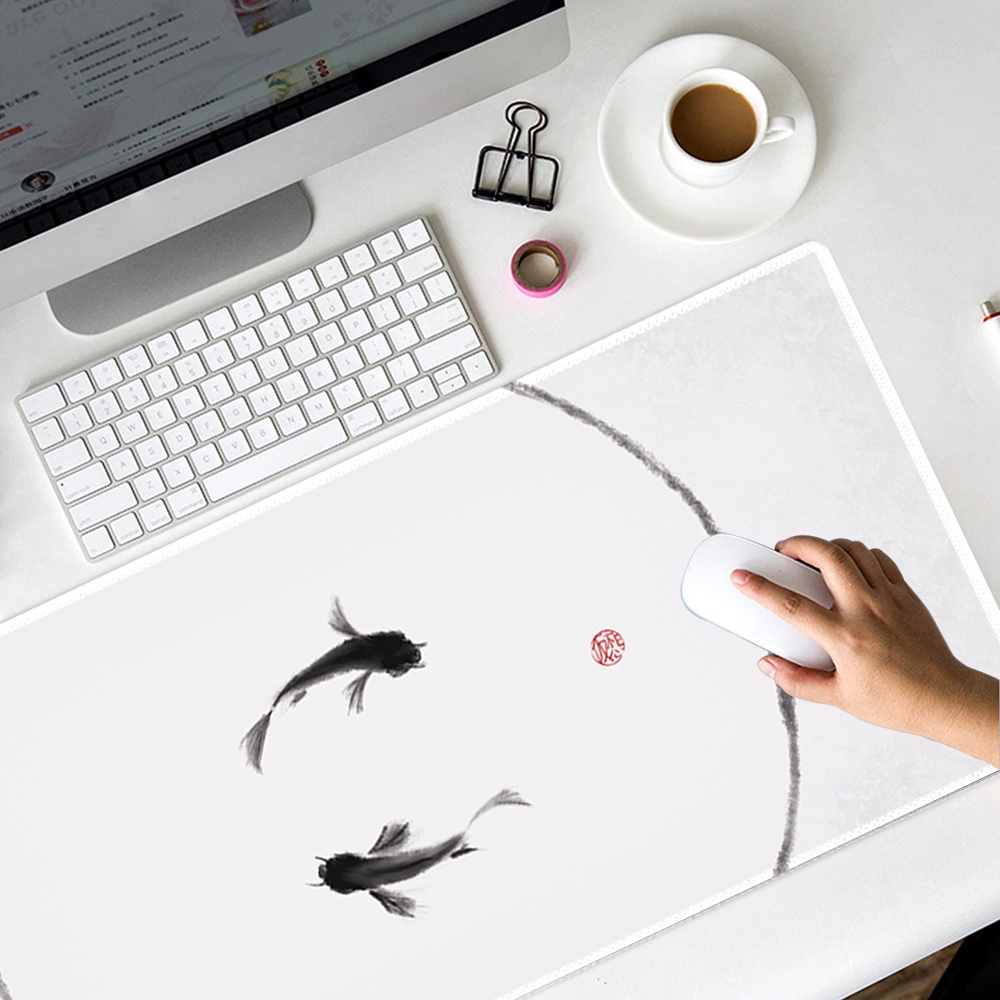 Miếng Lót Chuột Và Bàn Phím Máy Tính Hình Cá Koi