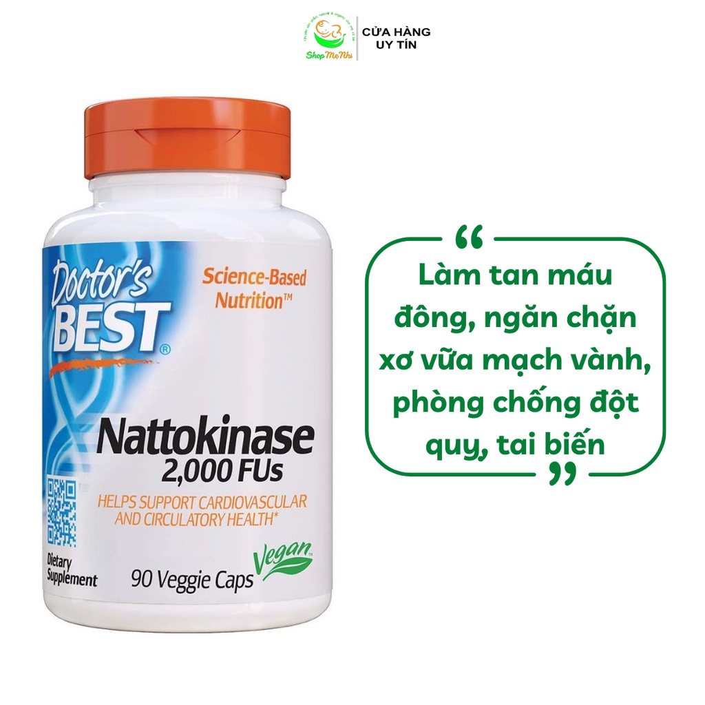 Viên uống phòng chống đột quỵ, tai biến Nattokinase 2000FUs Doctor’s Best 90 viên.