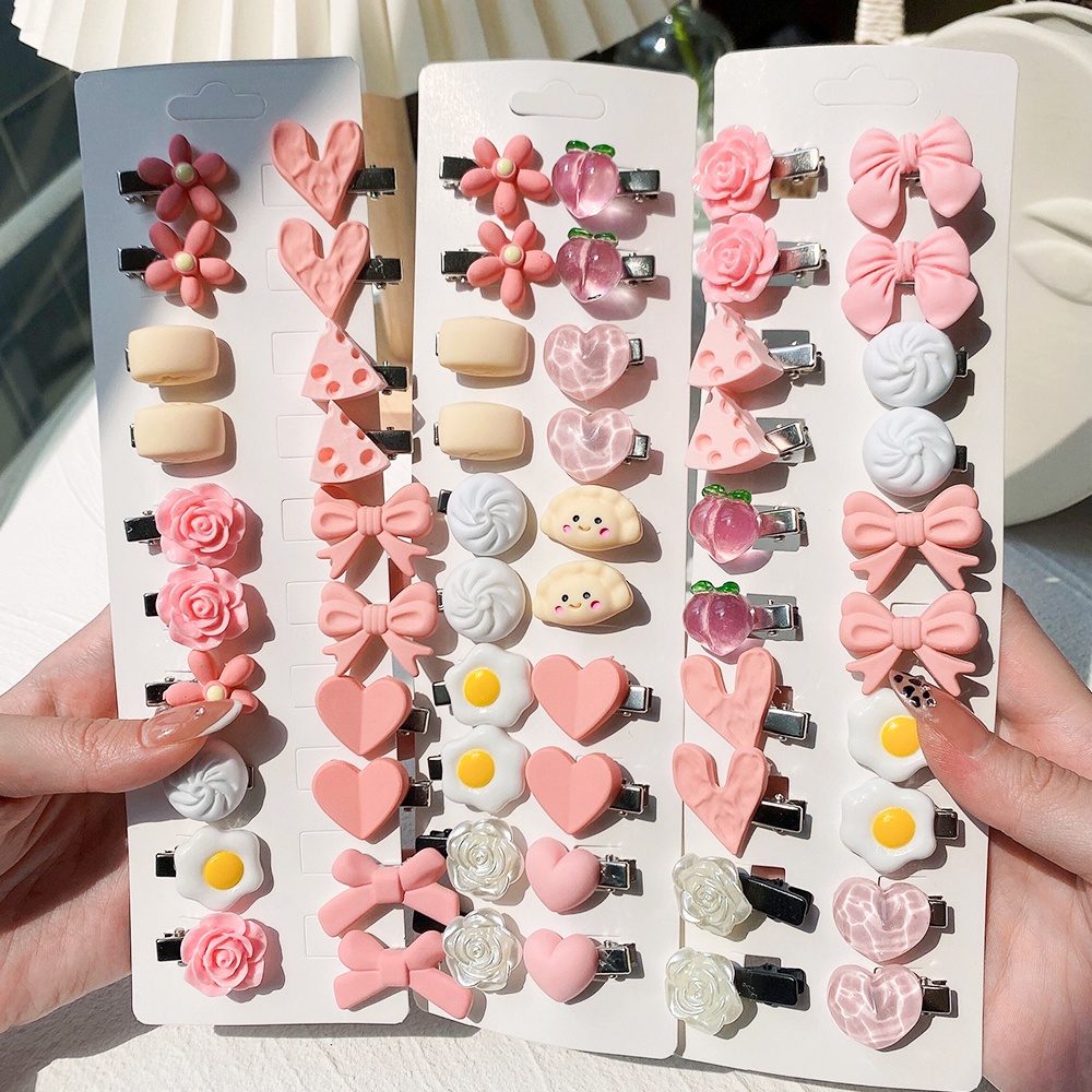 Set 5 Kẹp Tóc Nơ Trái Tim Hoạt Hình Dễ Thương Cho Bé Gái
