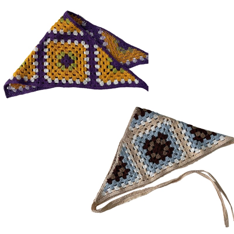 Băng Đô Len Đan Móc Hình Tam Giác Màu Sắc Thời Trang Cho Nữ Y2K