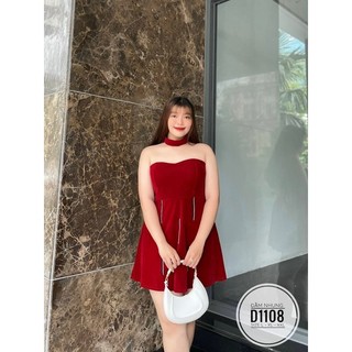 BIGSIZE Đầm nhung cúp ngực D1108