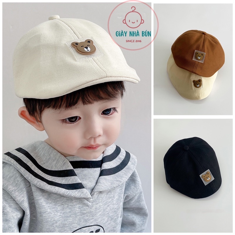 Mũ công tử cho bé từ 0-2 tuổi, hình gấu, có quai điều chỉnh, phong cách thời trang
