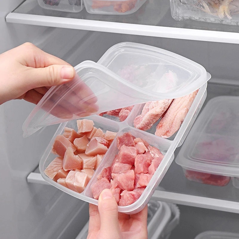 Hộp Nhựa 4 Ngăn Trong Suốt Đựng Thực Phẩm Có Nắp Đa Năng Ốp