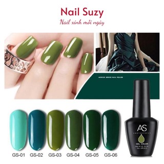Sơn gel AS móng tay sơn dùng máy hơ các tone màu xanh lá cây xanh cổ vịt NAIL SUZY mã GS 15ml