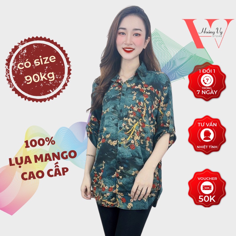 Áo Sơ Mi Nữ Trung Niên Cao Cấp - Lụa Mango Cao Cấp- Form Dáng Rộng Rãi Thoải Mái