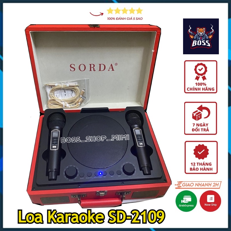 Loa Karaoke SD-2109 Thiết Kế Va Li Sách Tay, Tích Hợp 2 Micro Không Dây Cao Cấp, Độ Bền Cao. Bảo Hành 12 Tháng