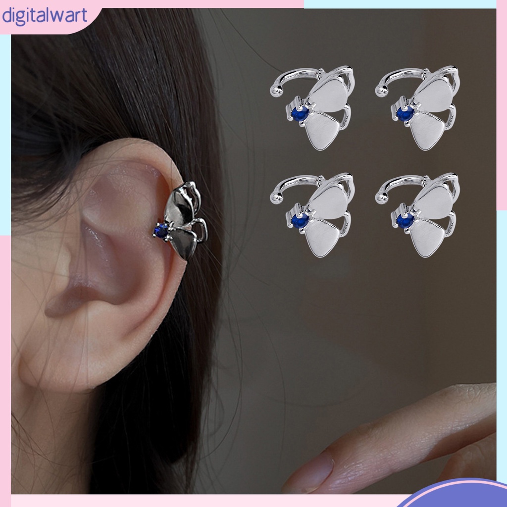 1 Khuyên Tai Kẹp Vành Tai Hình Học Đính Đá Zirconia Hai Lớp Không Cần Khoan Lỗ Màu Xanh Dương Sáng Trang Sức Làm Quà Tặng Hằng Ngày Cho Bạn Gái