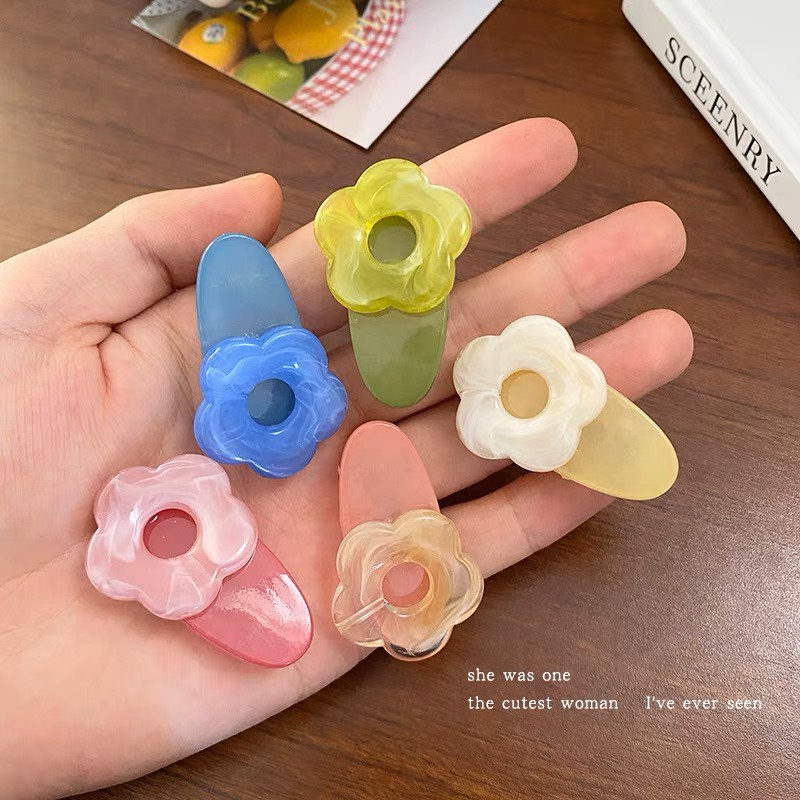 Kẹp Tóc Cài Tóc Nhựa Bông Hoa Màu Pastel Xinh Xắn Dễ Thương