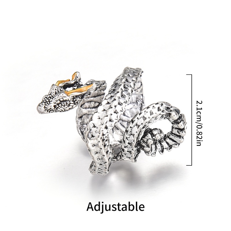 Nhẫn Hình Rắn Hoàng Đạo Bằng Kim Loại Có Thể Điều Chỉnh Phụ Kiện Trang Trí Tiệc Cho Nam