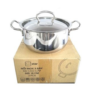 Nồi 3 đáy inox 430 fivestar 16cm/18cm/20cm/24cm dùng cho bếp từ