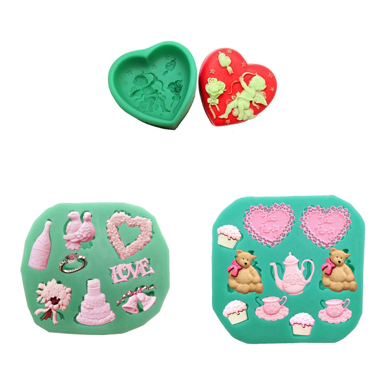 Khuôn Silicone Làm Bánh Tạo Hình Trái Tim 3D DIY