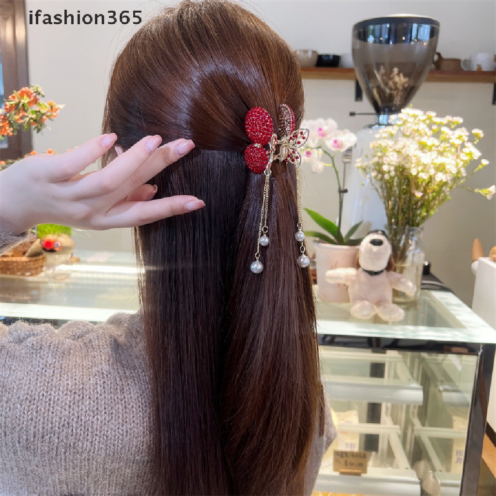 1 Kẹp Tóc Hình Quả Cherry Đính Đá Nhân Tạo Thời Trang ifashion365