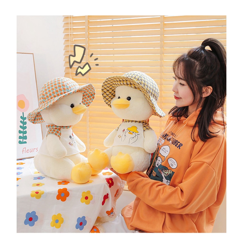 Mới Thú Nhồi Bông Hình Chú Vịt Đội Mũ Dễ Thương