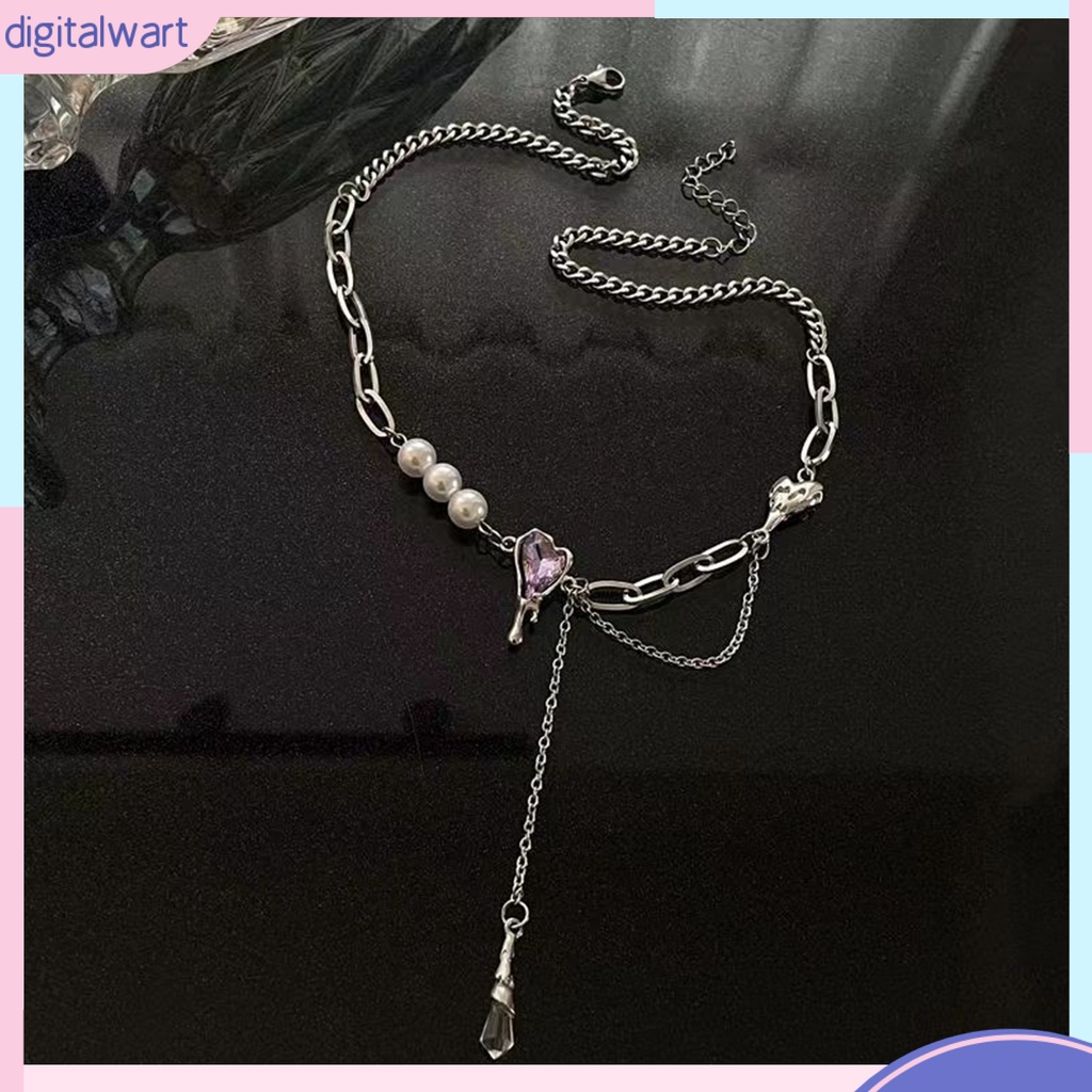 [DIWA] Vòng cổ Mặt Hình Trái Tim Đính Pha Lê Giả Phối Tua Rua Mạ Điện Trang Trí Phong Cách Cuộc Sống Hàng Ngày