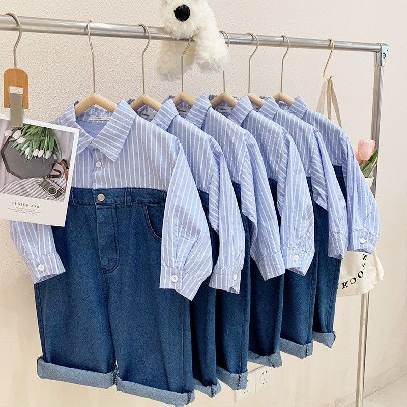 Áo Liền Quần Jean Ống Rộng Thời Trang Mùa Xuân Mới 2023 Dành Cho Bé Trai Bé Gái