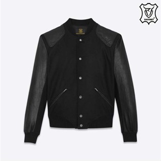 Áo Khoác Varsity Da Xịn DAVINET Am22-04, Da Xịn, Siêu Bền, Mềm Nhẹ, Bảo Hành 5 Năm