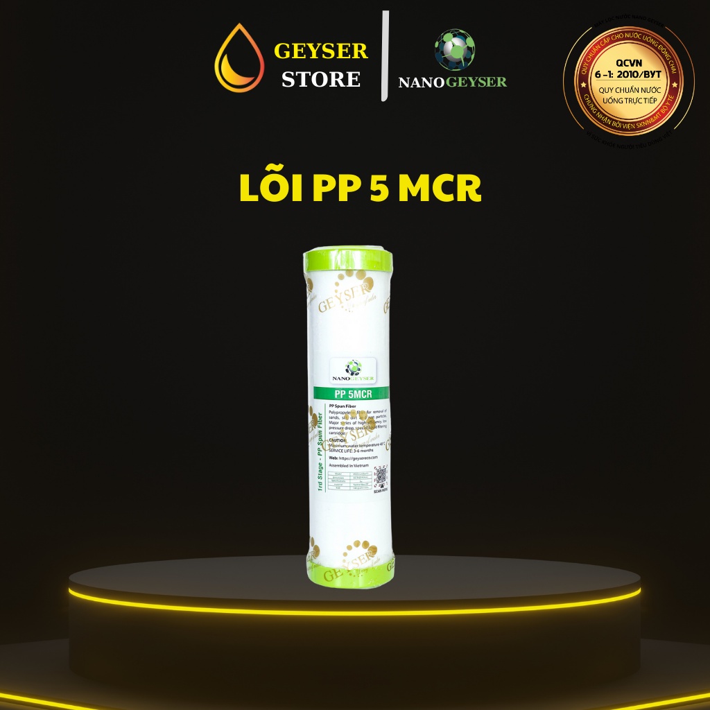 Lõi lọc nước Bộ lõi học 123 máy ro lõi PP 5MCR, GAC ,PP 1MCR Nano Geyser- Hàng chính hãng, Lõi 1 đổi 1 bộ lõi thay thếế