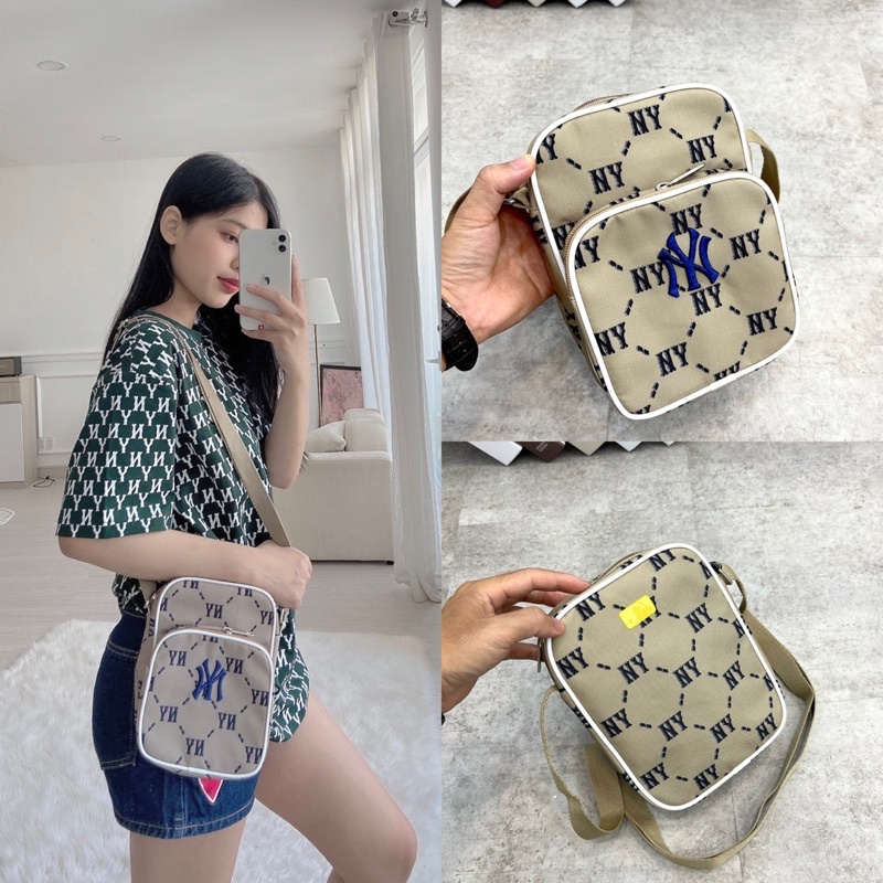 Túi Đeo Chéo Nam Nữ M.L.B In Full Màu Be Đầy Đủ Tem Tag Siêu Đẹp, Hàng Chính Hãng.