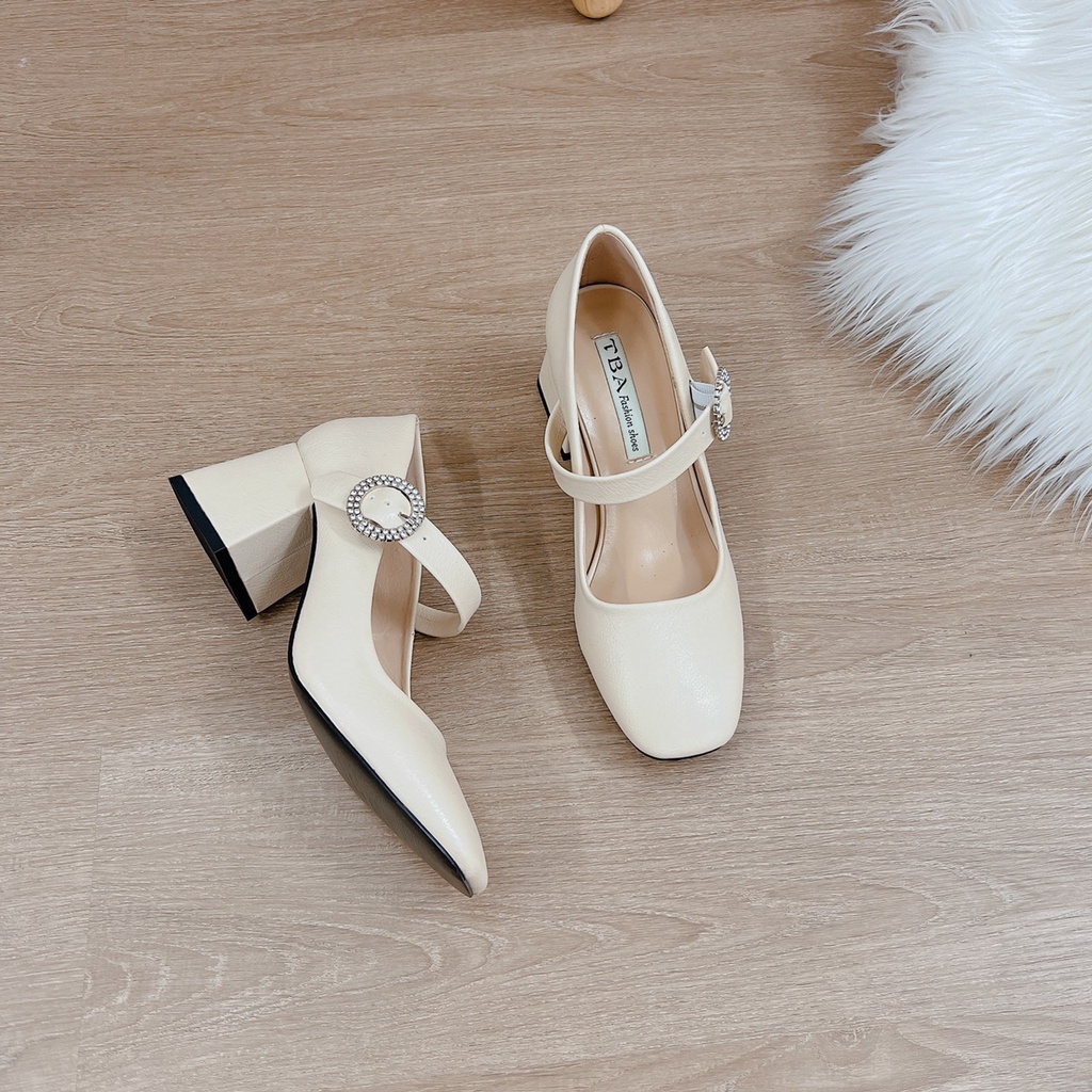 Giày Cao Gót Nữ 5 Phân Thiết Kế Khóa Đá Tròn Phong Cánh Lên Chân Tôn Dáng Chuẩn Fom Hàng Loại 1 Size 35 - 39