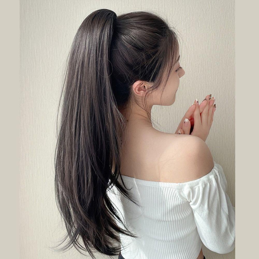 Tóc Giả Đuôi Ngựa Bằng Sợi Tổng Hợp Màu Nâu / Đen Tự Nhiên