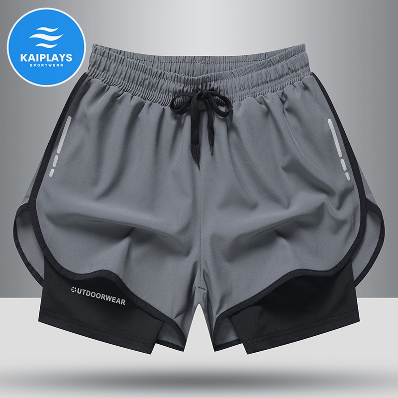 Quần đùi nam thể thao hai lớp, quần bơi nam chống thấm nước chơi tennis, bóng rổ, tập gym, chạy bộ KAIPLAYS KP036