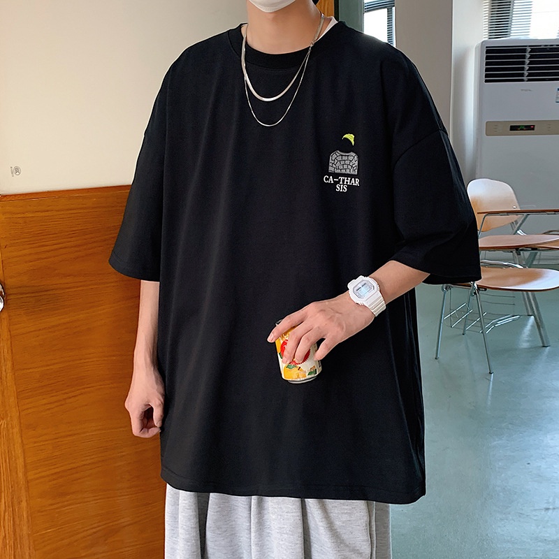 Áo thun AOKANG tay ngắn cổ tròn in họa tiết chữ cái thời trang cá tính dành cho nam