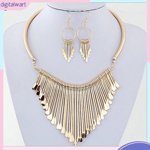 Bộ Trang Sức Gồm Dây Chuyền / Bông Tai / Vòng Cổ Tua Rua Thời Trang Cho Nữ