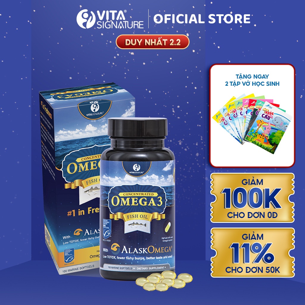 Viên Dầu Cá Omega 3 Fish Oil Chính Hãng Từ Đức AlaskOmega Giúp Phát Triển Trí Não, Sáng Mắt, Hỗ Trợ Ngủ Ngon 60 Viên