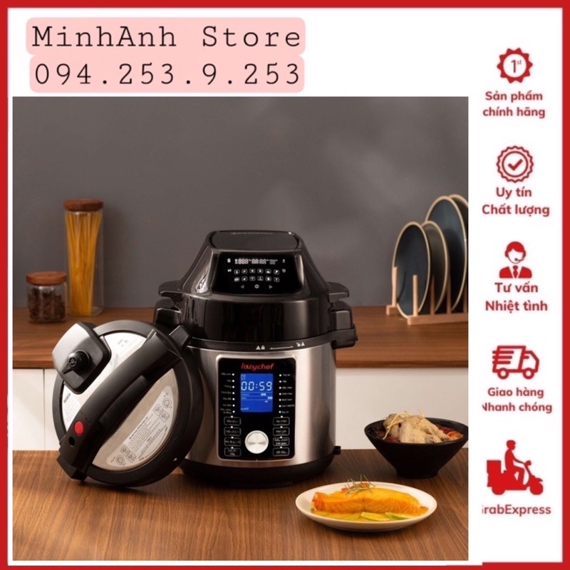 NỒI CHIÊN HẦM ĐA NĂNG 16IN1 LAZYCHEF - NỒI CHIÊN KHÔNG DẦU KẾT HỢP NỒI ÁP SUẤT CAO CẤP, DUNG TÍCH LỚN 5.6L🔥