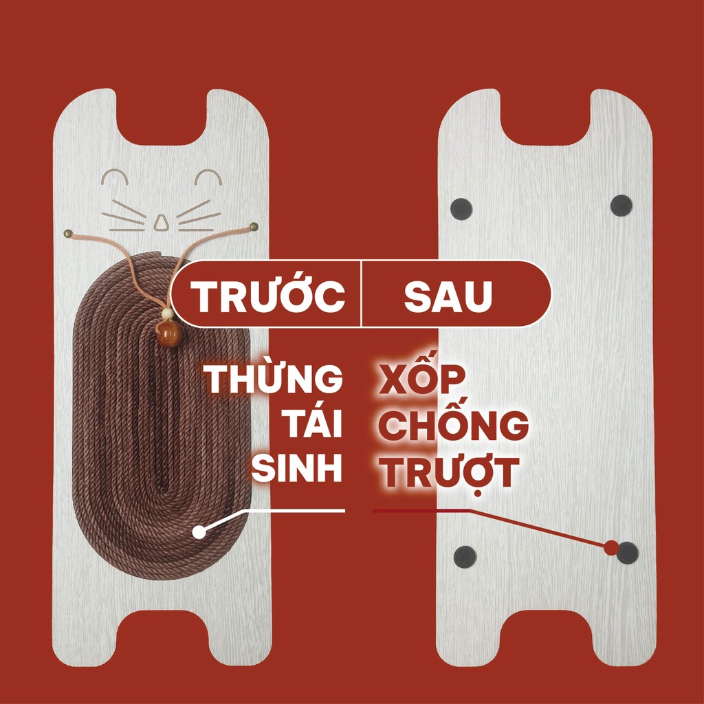 Bàn cào móng thừng siêu bền bỉ và cao cấp dành cho mèo - BCM Hình mèo loại dày xịn