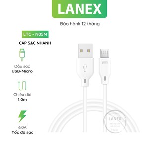 Cáp Sạc Nhanh Lanex Ltc - N05m Nhựa Pvc Micro 6.0a Dài 1m
