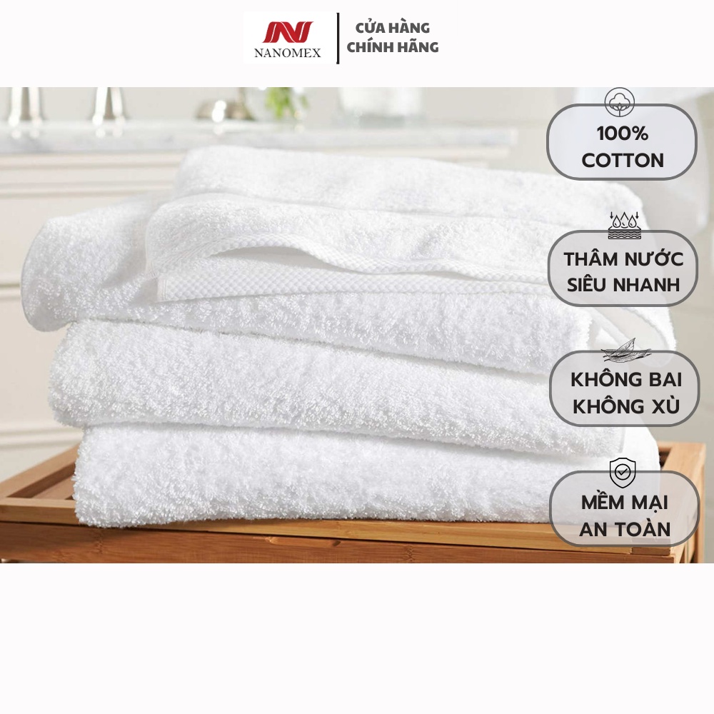 Khăn mặt bông 100 % cotton 34x70 cm Nanomex , phù hợp gia đình chuyên dành cho khách sạn, nhà nghỉ spa êm mịn th