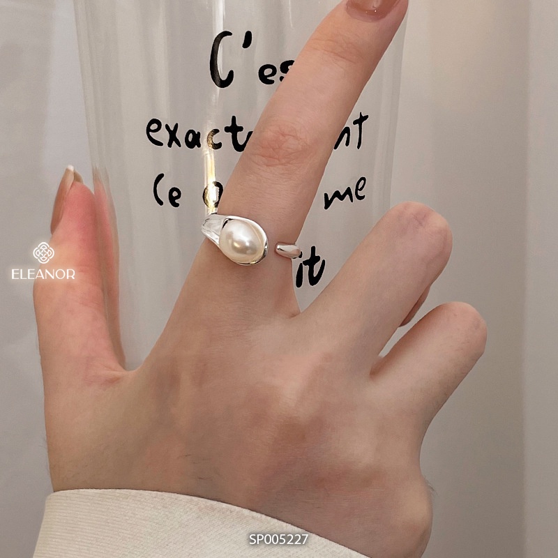 Nhẫn nữ hở bạc 925 Eleanor Accessories ngọc trai nhân tạo phụ kiện trang sức basic 5227