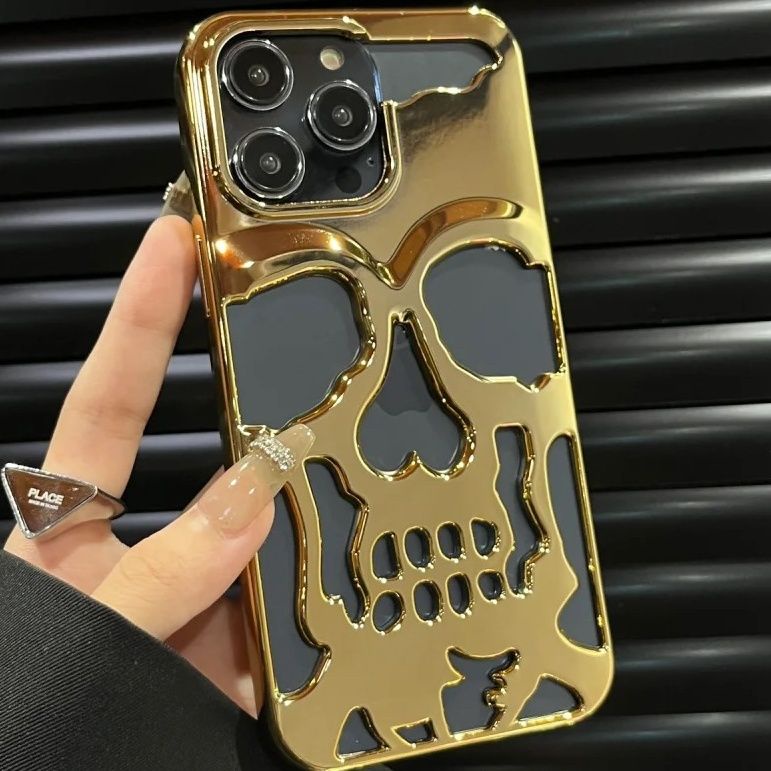 Ốp Điện Thoại Mạ Điện Hình Đầu Lâu Vui Nhộn Cho iPhone 14proMax 13 12 11