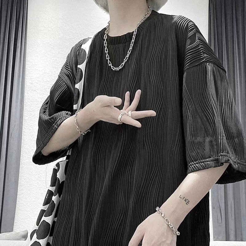 Áo Thun Ngắn Tay Dáng Suông Màu Trơn Họa Tiết Caro Thời Trang Hàn Quốc Cho Nam áo phông nam form rộng áo thun nam đẹp