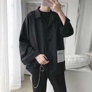 ( HÀNG ORDER ) ÁO SƠ MI NAM FORM RỘNG MÀU ĐEN OMGA NHẬP KHẨU HÀN QUỐC